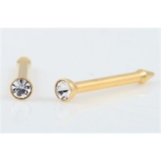 72-254 2мм серьга в нос прозрачный с позолотой